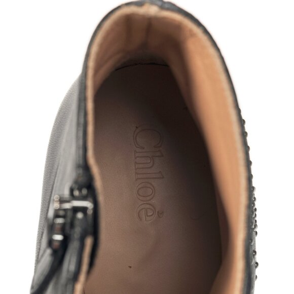 Chloe Susanna Black Studded Buckle Biker Ankle Boots - Picture 11 of 12